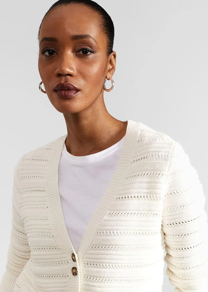 Women Naomi Cotton Cardigan Ivory Hobbs Jumpers and Cardigans