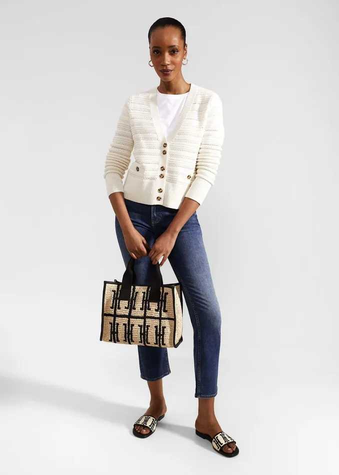 Women Naomi Cotton Cardigan Ivory Hobbs Jumpers and Cardigans