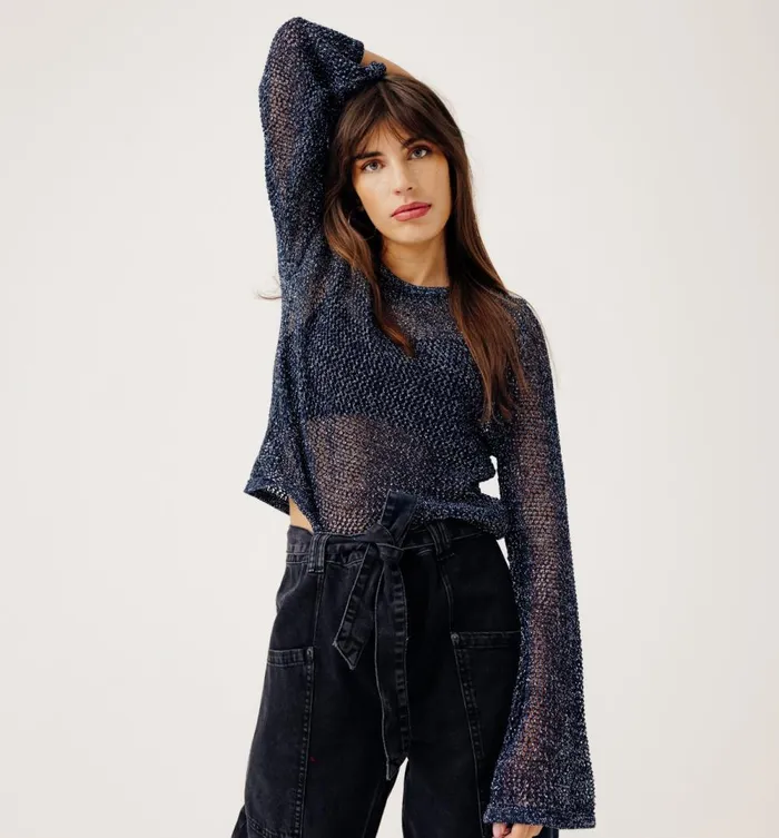 Women Net Jumper 8211 Black Promod Jumpers And Cardigans