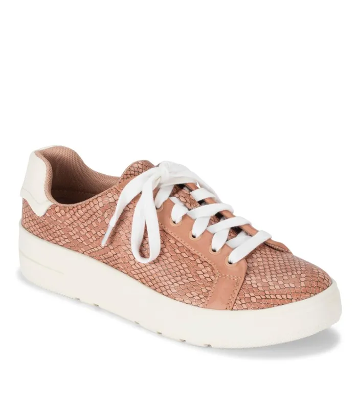 Women Nishelle Lace Up Sneaker Soft Pink Snake Baretraps Flats and Loafers