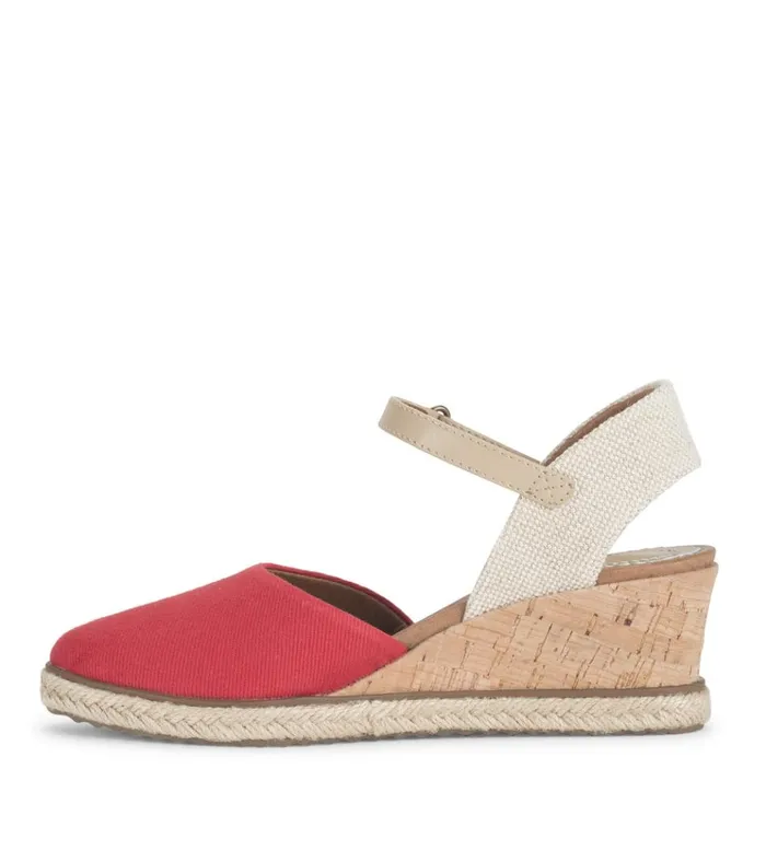 Women Ocean Closed Toe Wedge Sandal Red Baretraps Wedge Sandals