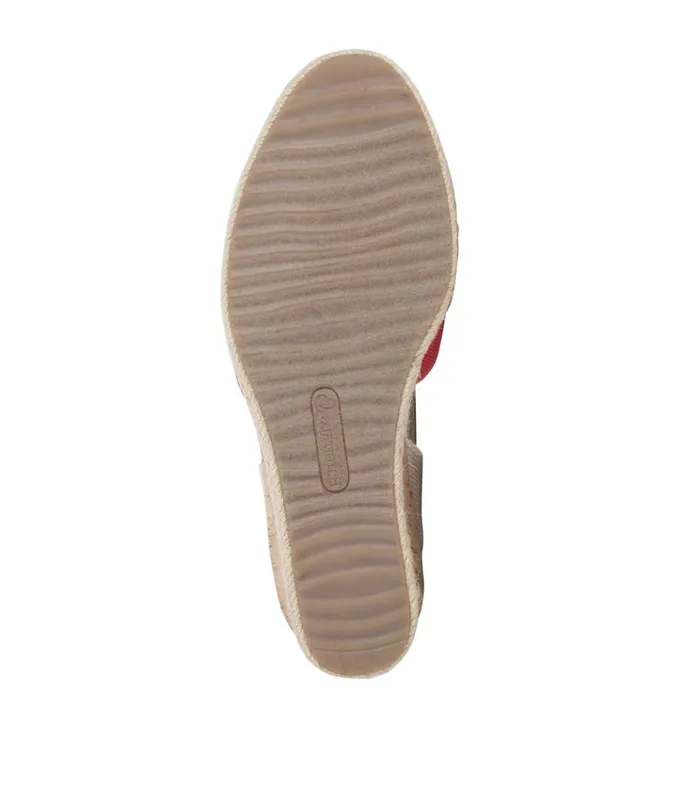 Women Ocean Closed Toe Wedge Sandal Red Baretraps Wedge Sandals