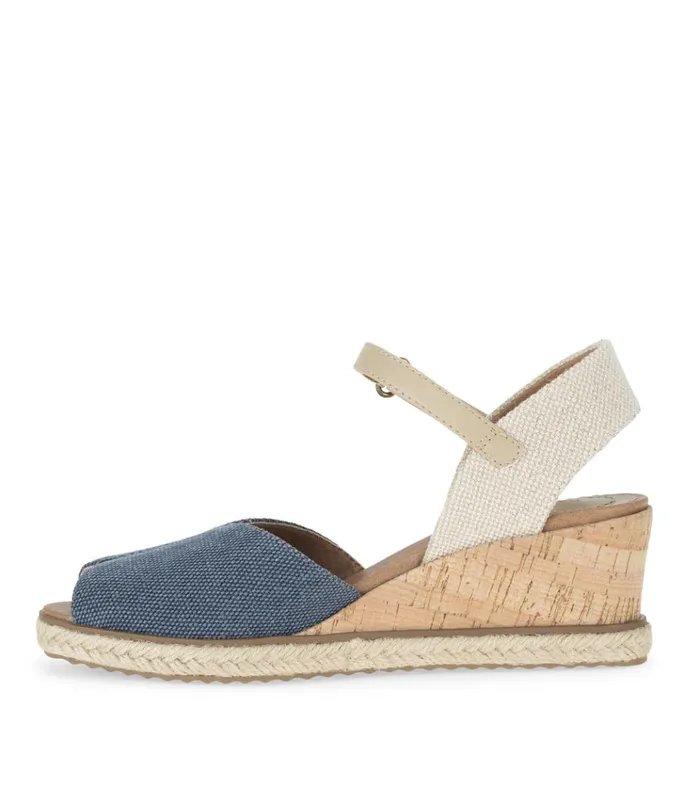 Women Odetta Espadrille Wedge Sandal Navy Blue Canvas Baretraps Wedge Sandals