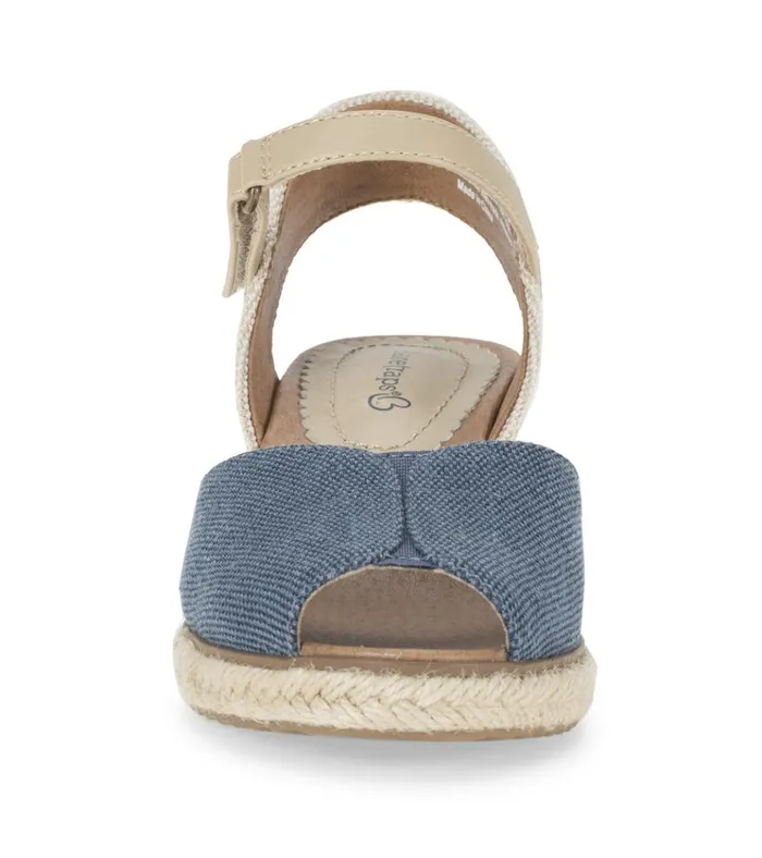 Women Odetta Espadrille Wedge Sandal Navy Blue Canvas Baretraps Wedge Sandals