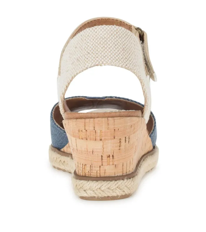 Women Odetta Espadrille Wedge Sandal Navy Blue Canvas Baretraps Wedge Sandals
