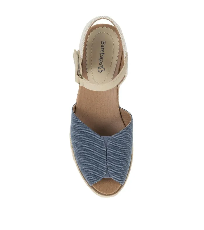 Women Odetta Espadrille Wedge Sandal Navy Blue Canvas Baretraps Wedge Sandals