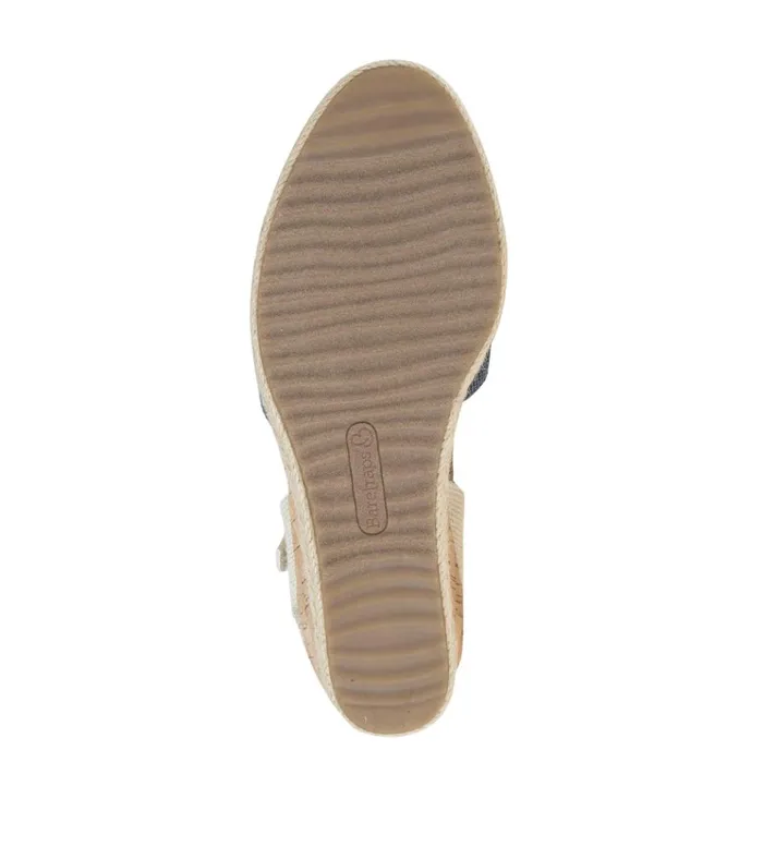 Women Odetta Espadrille Wedge Sandal Navy Blue Canvas Baretraps Wedge Sandals