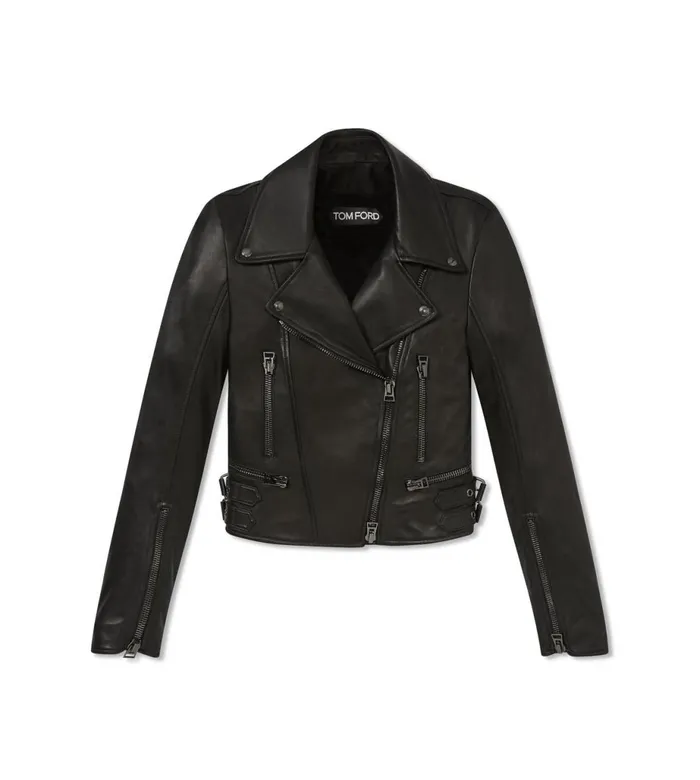 Women Outerwear Tom Ford Plonge Fitted Biker Jacket Black