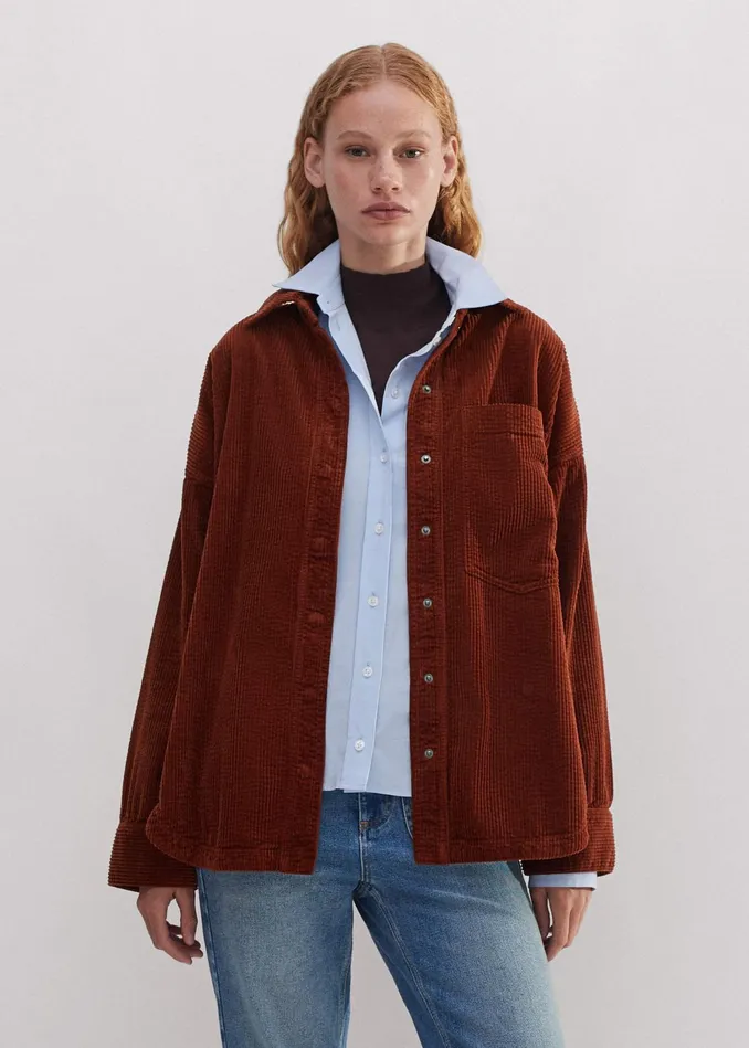 Women Oversized Cord Shacket Conker MEEM