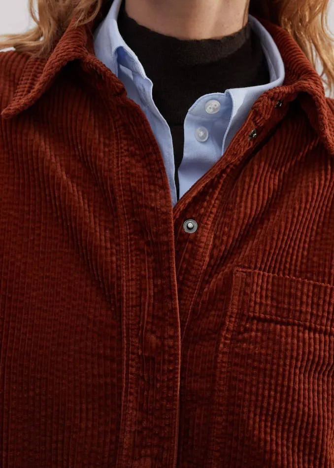 Women Oversized Cord Shacket Conker MEEM