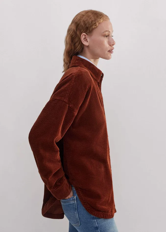 Women Oversized Cord Shacket Conker MEEM