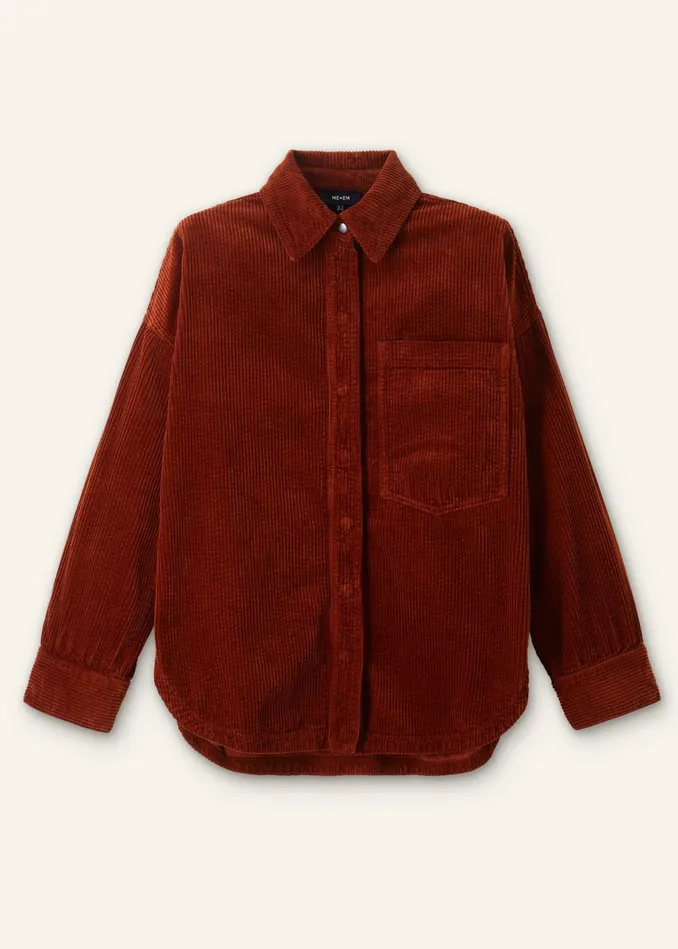 Women Oversized Cord Shacket Conker MEEM