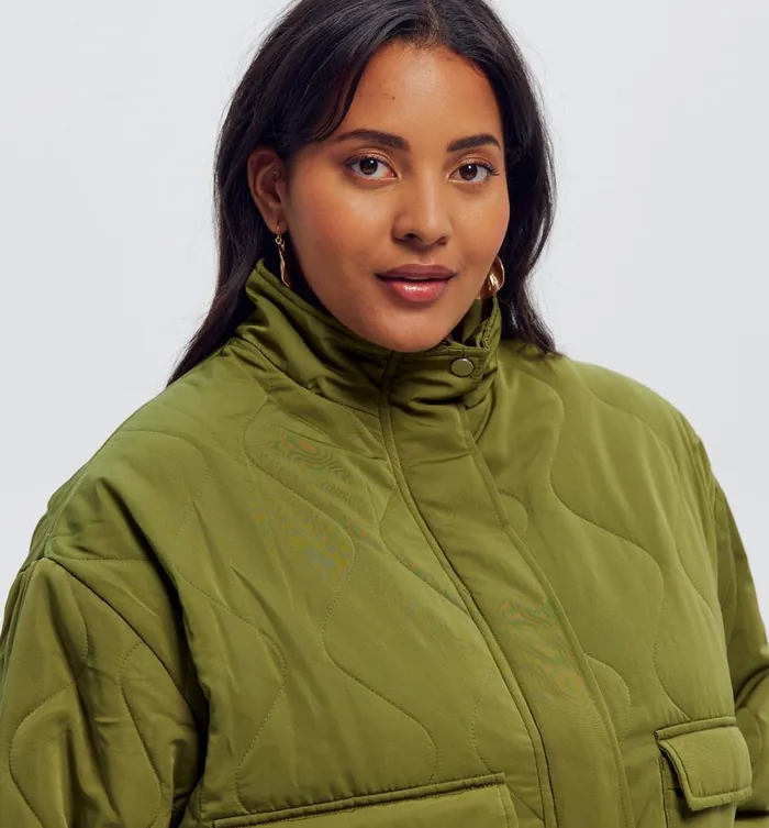 Women Oversized Padded Jacket 8211 Khaki Promod Jackets Women Oversized Padded Jacket 8211 Khaki Promod Jackets