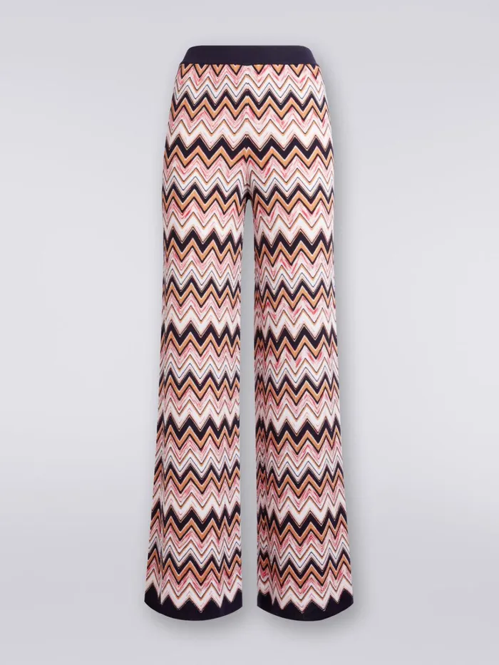 Women Palazzo Trousers In Chevron Viscose And Wool Multicoloured Missoni Trousers