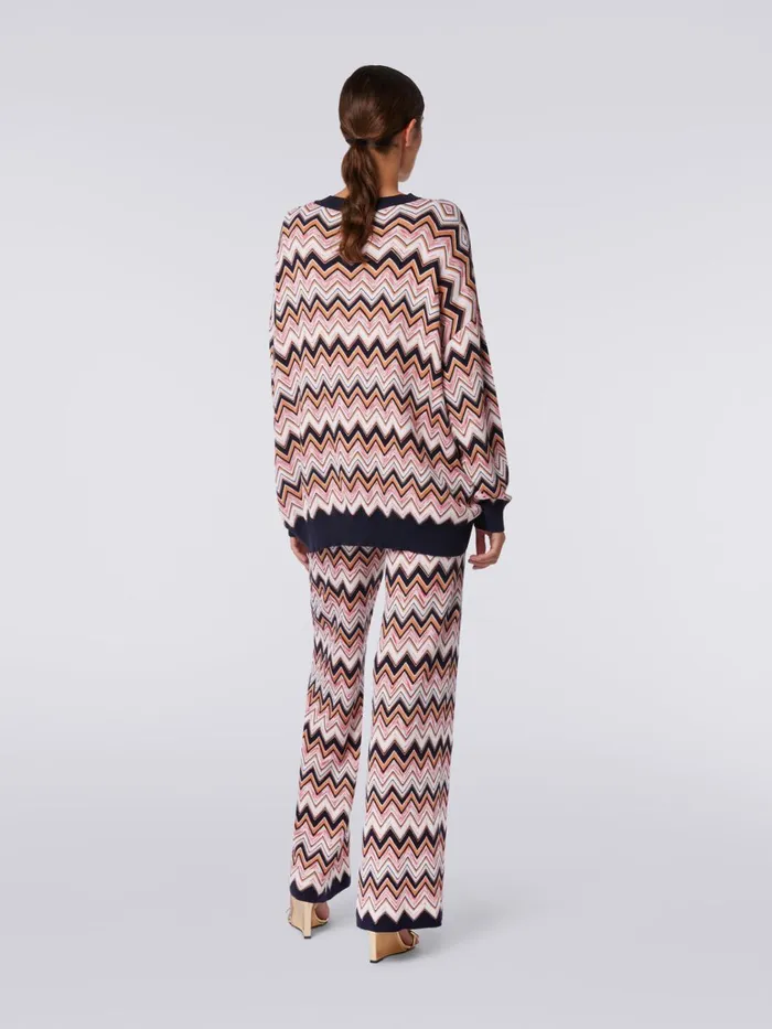 Women Palazzo Trousers In Chevron Viscose And Wool Multicoloured Missoni Trousers