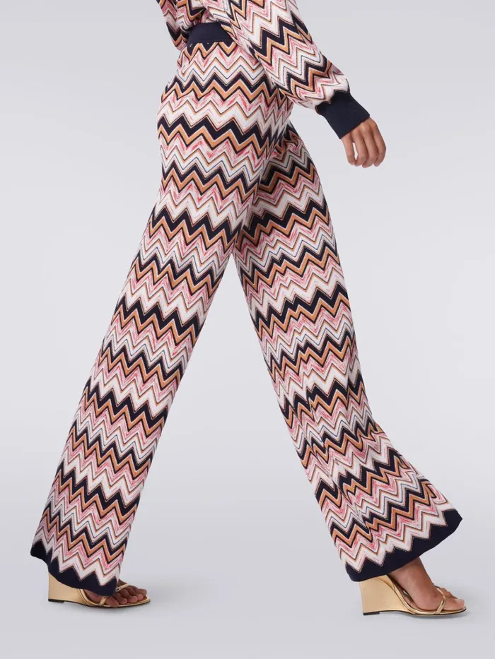 Women Palazzo Trousers In Chevron Viscose And Wool Multicoloured Missoni Trousers