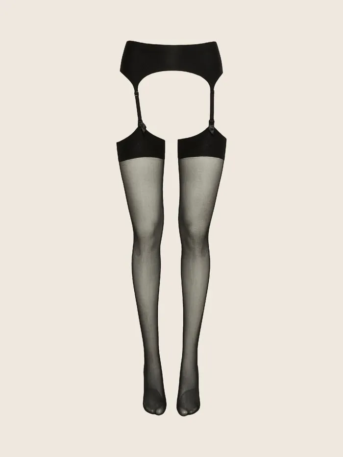 Women Panties Wolford Satin Stocking Belt Black Women Panties Wolford Satin Stocking Belt Black