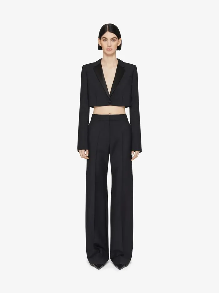 Women Pants and Shorts Givenchy Flare Tailored Pants In Wool And Mohair Black