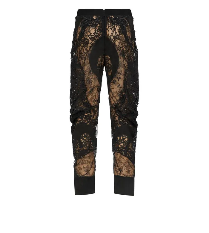 Women Pants and Shorts Tom Ford Lace Patchwork and Jet Embroidery Pants Black Women Pants and Shorts Tom Ford Lace Patchwork and Jet Embroidery Pants Black