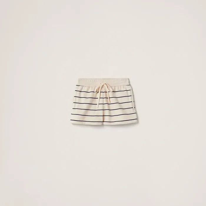 Women Pants And Shorts Miu Miu Cotton Fleece Shorts Naturalblue