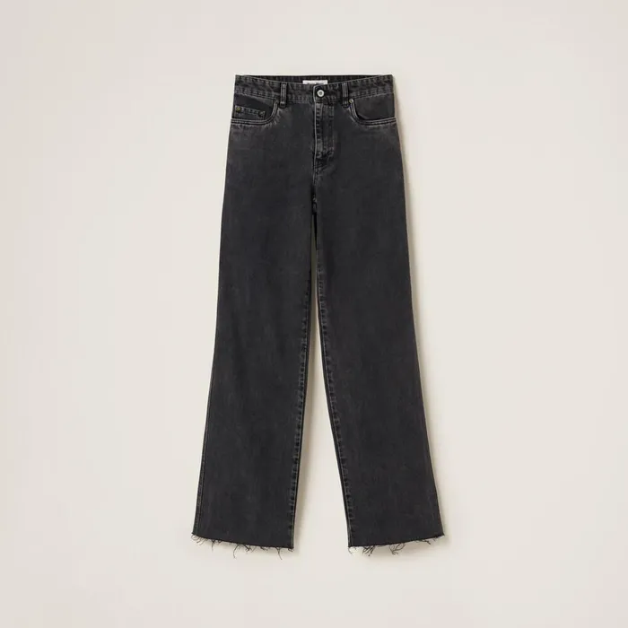Women Pants And Shorts Miu Miu Fivepocket Black Denim Jeans Black