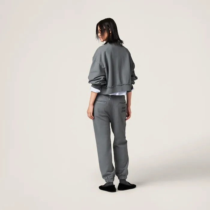 Women Pants And Shorts Miu Miu Garmentdyed Cotton Fleece Pants Iron Gray Women Pants And Shorts Miu Miu Garmentdyed Cotton Fleece Pants Iron Gray