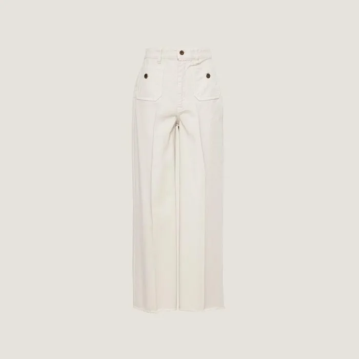 Women Pants And Shorts Miu Miu Garmentdyed Drill Pants Chalk White
