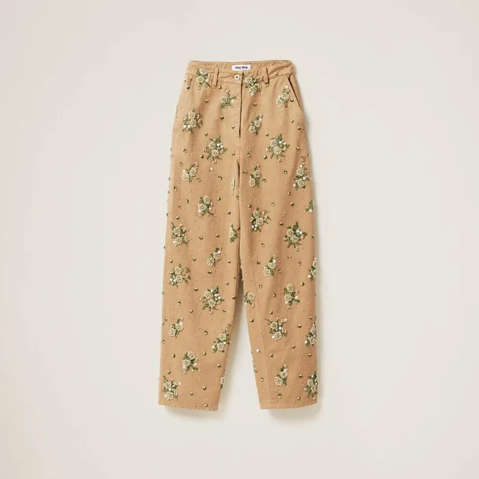 Women Pants And Shorts Miu Miu Garmentdyed Gabardine Pants Cord