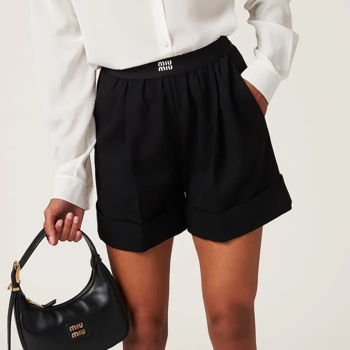 Women Pants And Shorts Miu Miu Grain De Poudre Bermudas Black Women Pants And Shorts Miu Miu Grain De Poudre Bermudas Black