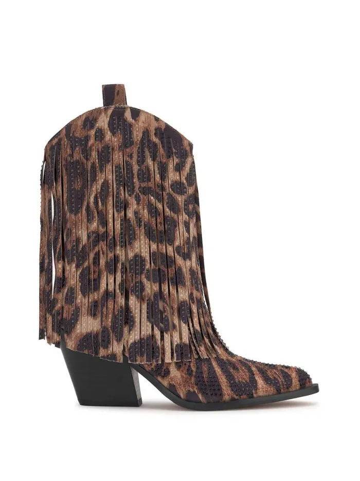 Women Paredisa Fringe Bootie In Leopard Jessica Simpson Boots and Booties