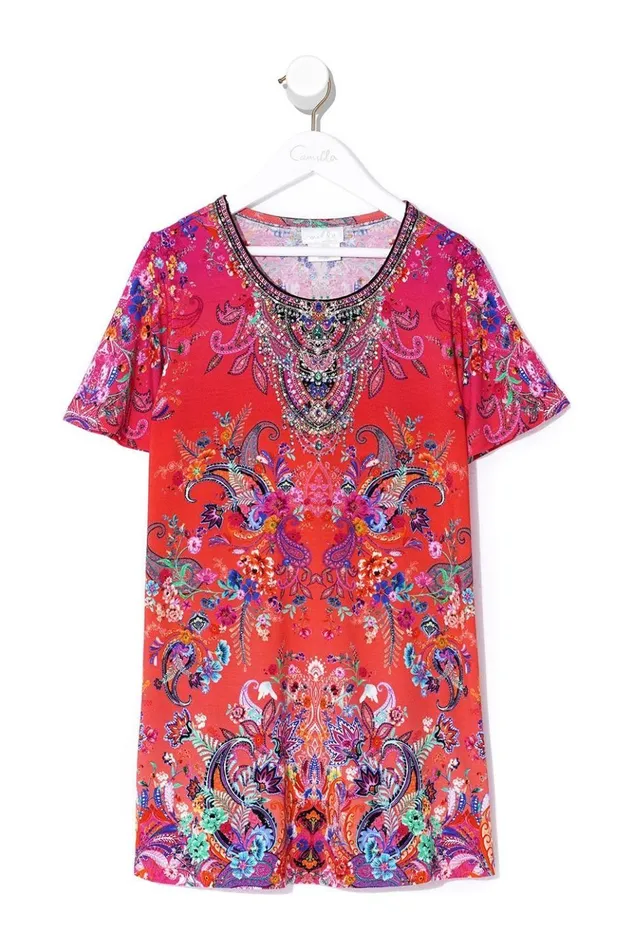 Women Party Dresses Camilla Kids Tshirt Dress With Flare Hem Free Love