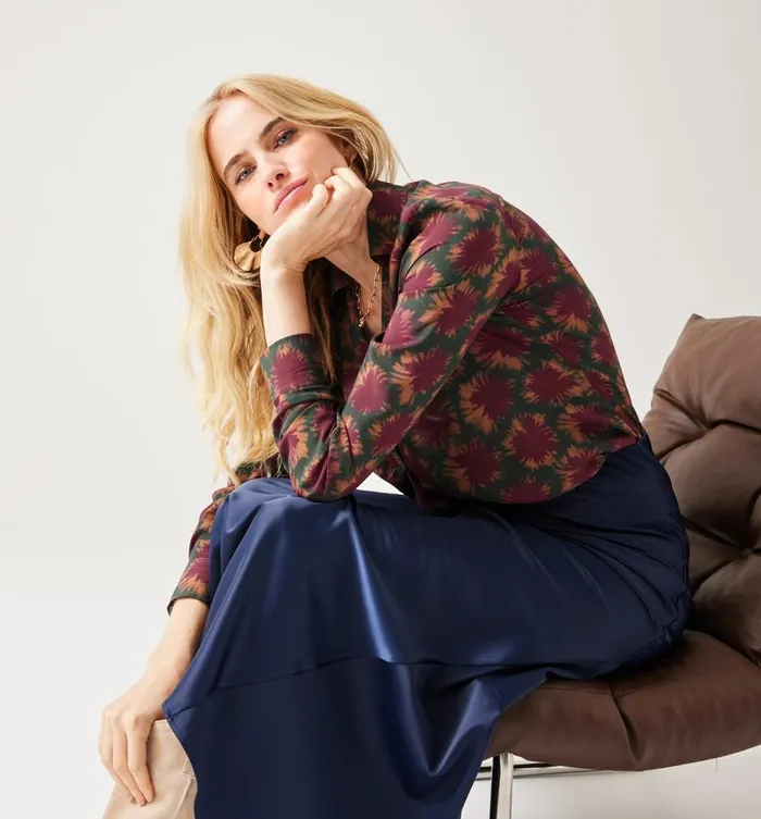 Women Patterned Blouse 8211 Khaki Print Promod Shirts And Tunics