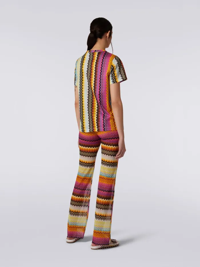 Women Patterned Cotton Jersey CrewNeck TShirt Multicoloured Missoni Tshirts And Tops