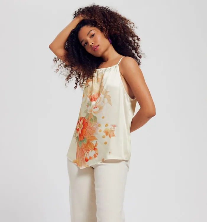 Women Patterned Satin Top 8211 Ecru Print Promod Tops