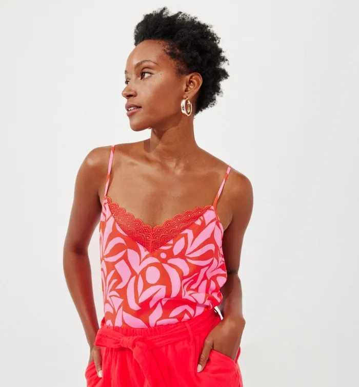 Women Patterned Strappy Top 8211 Coral Prints Promod Tops