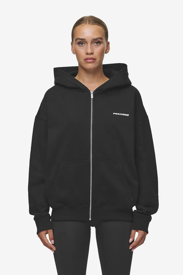 Women Pegador Hoodies Clarita Oversized Sweat Jacket Black White Gum