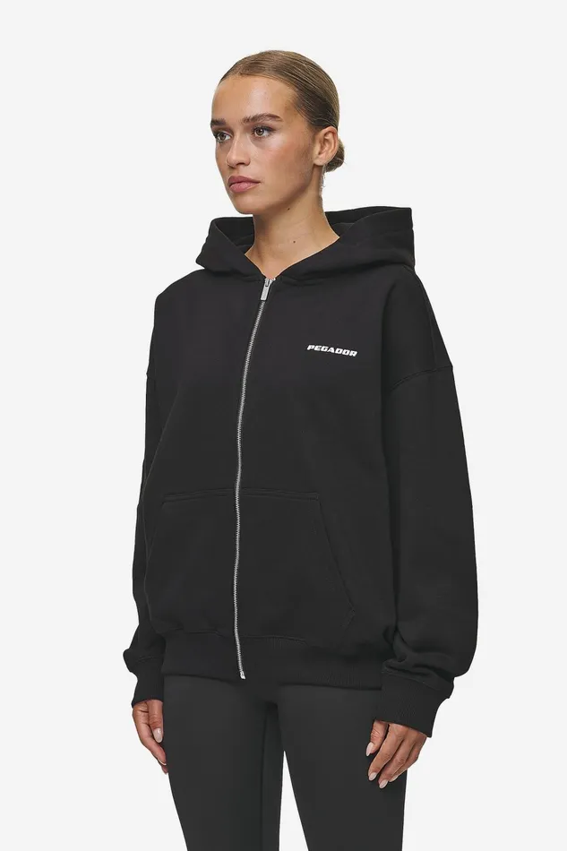 Women Pegador Hoodies Clarita Oversized Sweat Jacket Black White Gum Women Pegador Hoodies Clarita Oversized Sweat Jacket Black White Gum