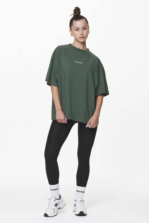 Women Pegador Tees Arendal Logo Heavy Oversized Tee Washed Sage Green Women Pegador Tees Arendal Logo Heavy Oversized Tee Washed Sage Green