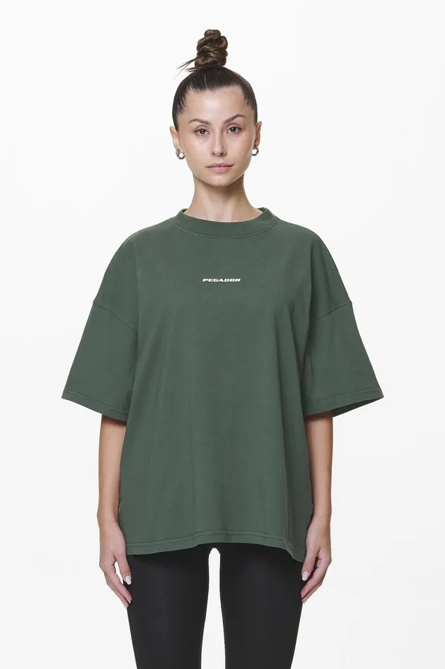 Women Pegador Tees Arendal Logo Heavy Oversized Tee Washed Sage Green Women Pegador Tees Arendal Logo Heavy Oversized Tee Washed Sage Green