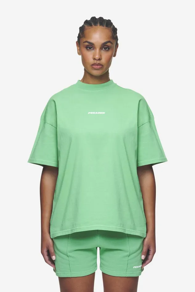 Women Pegador Tees Bracy Heavy Oversized Tee Washed Peppermint Green White Gum