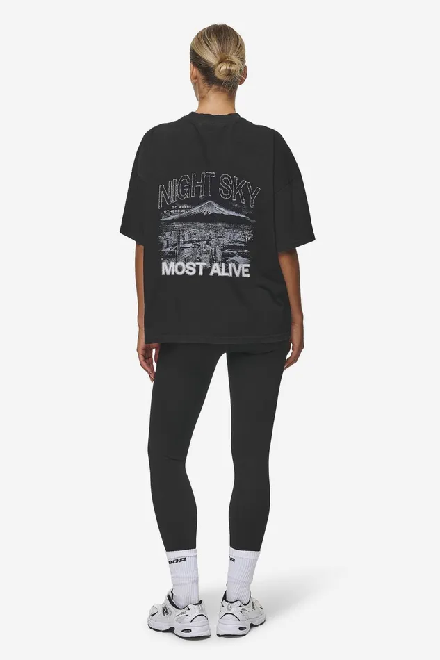 Women Pegador Tees Sonia Heavy Oversized Tee Washed Black Women Pegador Tees Sonia Heavy Oversized Tee Washed Black
