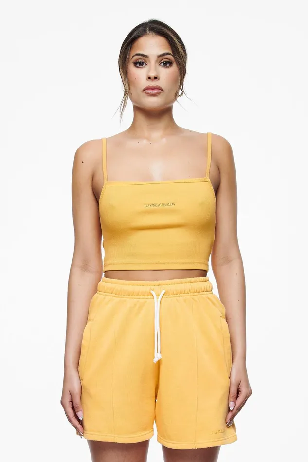 Women Pegador Tops Ruby Rib Crop Top Vintage Washed Golden Sun