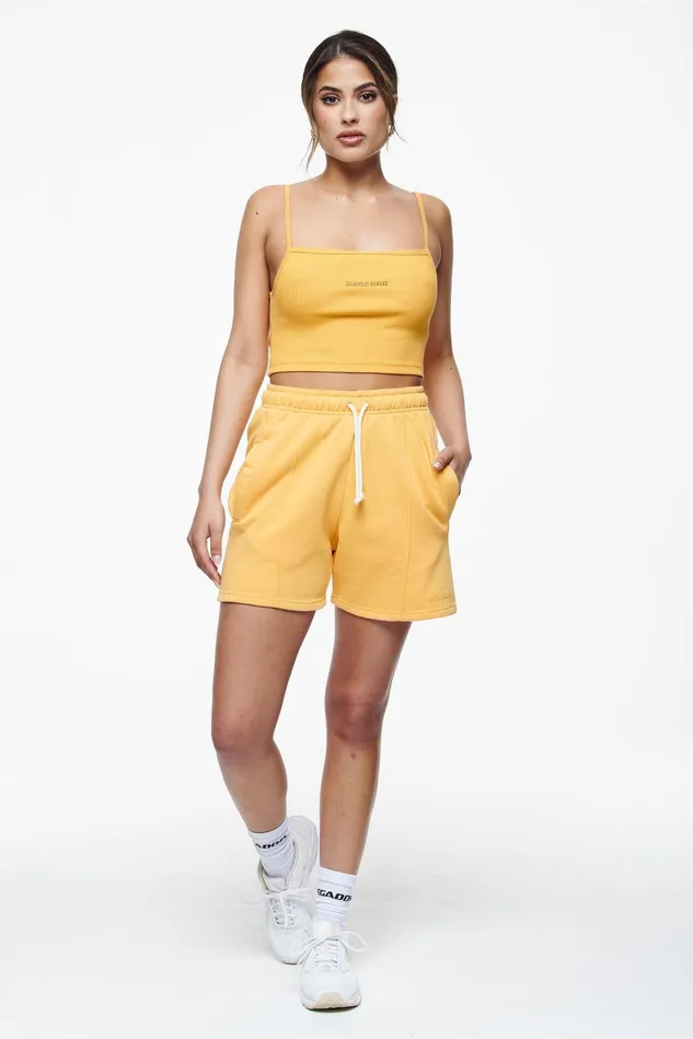 Women Pegador Tops Ruby Rib Crop Top Vintage Washed Golden Sun Women Pegador Tops Ruby Rib Crop Top Vintage Washed Golden Sun