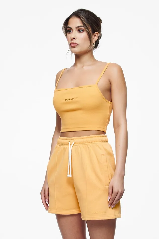 Women Pegador Tops Ruby Rib Crop Top Vintage Washed Golden Sun Women Pegador Tops Ruby Rib Crop Top Vintage Washed Golden Sun