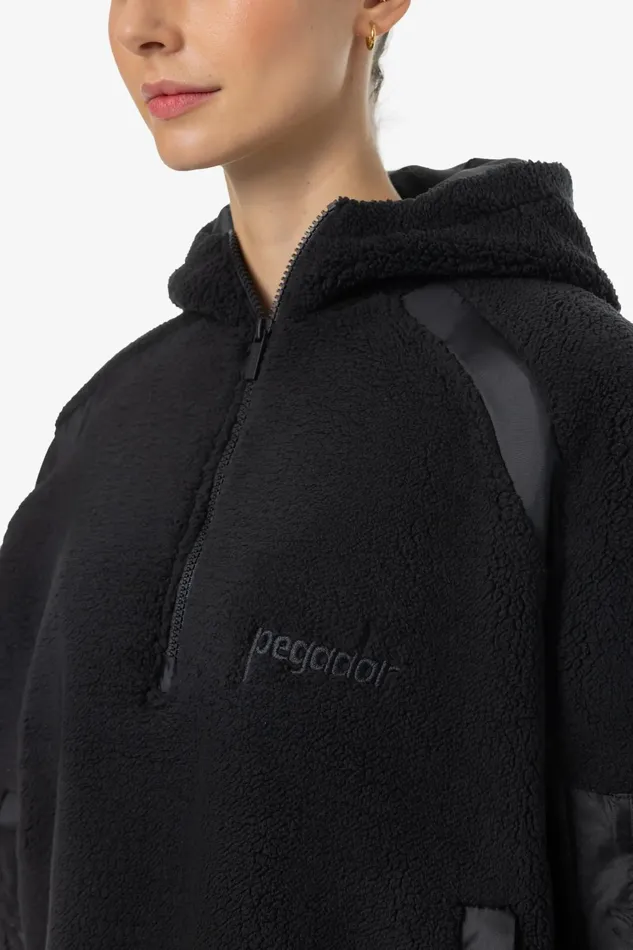 Women Pegador Zip Hoodies Bonny Teddy Fabric Mix Halfzip Black Women Pegador Zip Hoodies Bonny Teddy Fabric Mix Halfzip Black