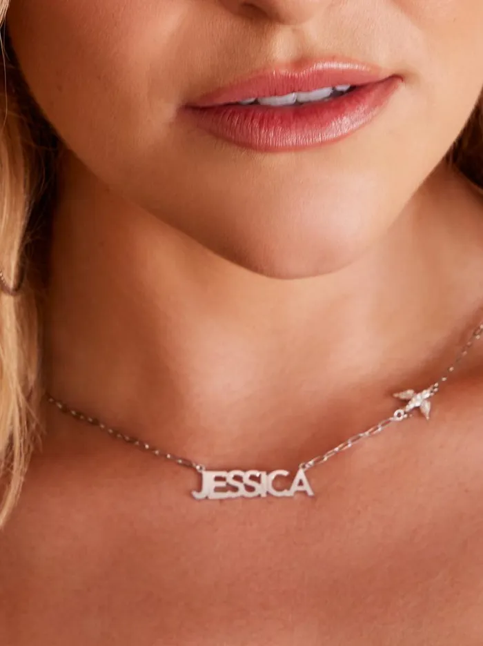 Women Personalized Necklace With Pav Cubic Zirconia Charm 8211 Silver Jessica Simpson Necklaces