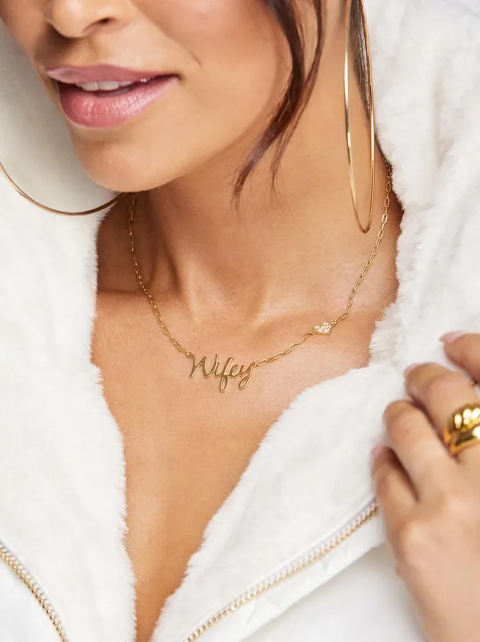 Women Personalized Necklace With Pav Cubic Zirconia Charm 8211 Silver Jessica Simpson Necklaces