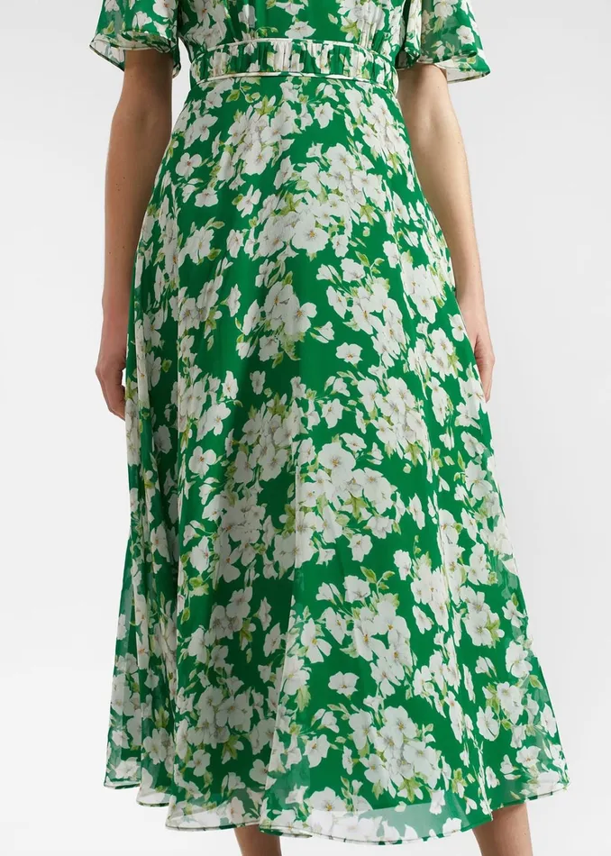 Women Petite Bronwyn Silk Dress Green Multi Hobbs Dresses and Jumpsuits