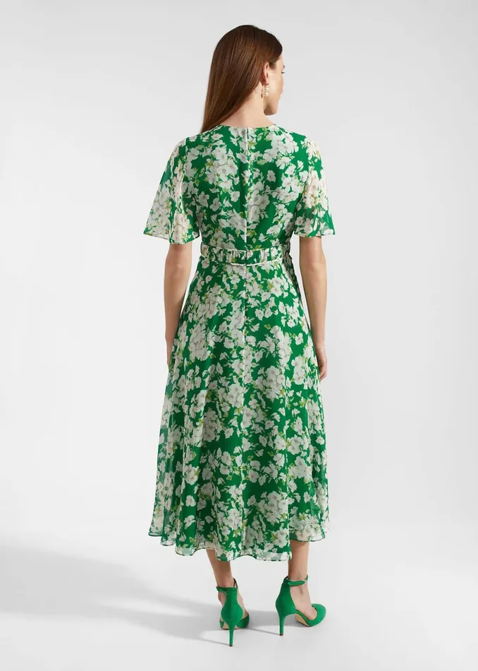Women Petite Bronwyn Silk Dress Green Multi Hobbs Dresses and Jumpsuits