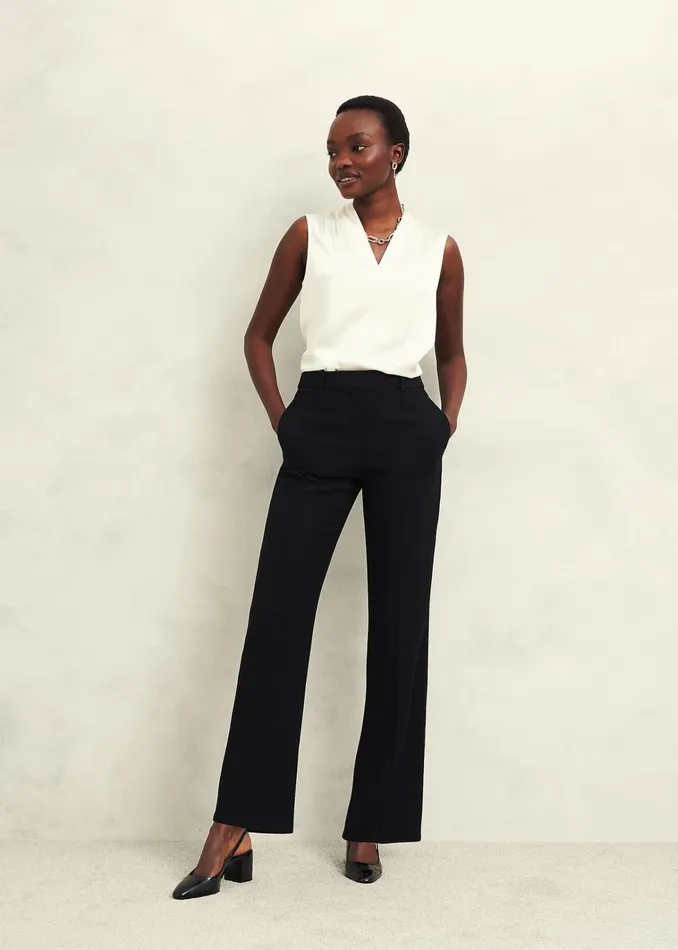 Women Petite Maya Straight Trousers Black Hobbs Trousers